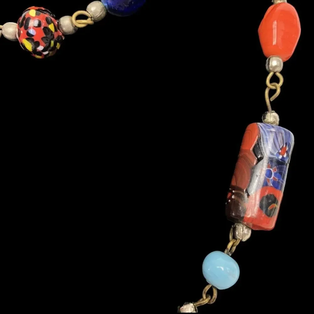Artisan Necklace Venetian Art Glass Millefiori Lamp Worked Beads Multi Colored